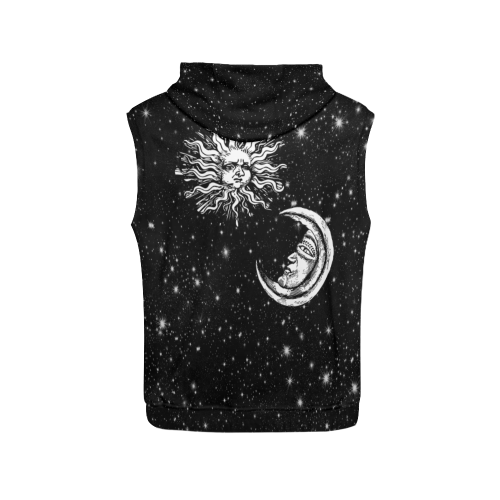 Mystic  Moon and Sun All Over Print Sleeveless Hoodie for Men (Model H15)