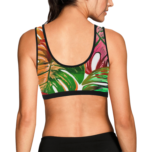 Pretty Leaves D by JamColors Women's All Over Print Sports Bra (Model T52)