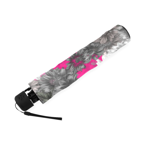 Pink and Gray Floral Art Foldable Umbrella (Model U01)