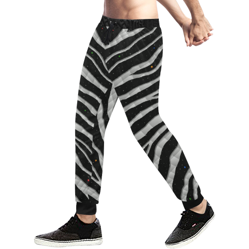 Ripped SpaceTime Stripes - White Men's All Over Print Sweatpants (Model L11)