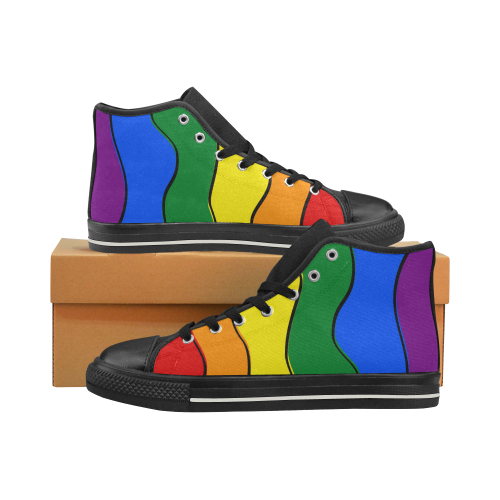 Gay Pride - Rainbow Flag Waves Stripes 1 Women's Classic High Top Canvas Shoes (Model 017)