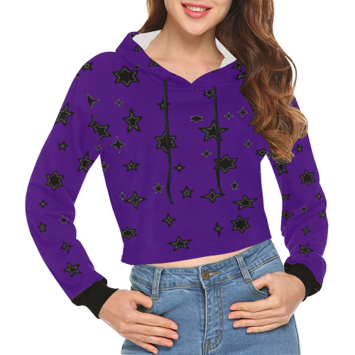 Purple starry sky hoodie All Over Print Crop Hoodie for Women (Model H22)