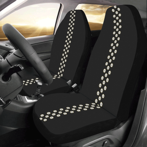Border - POLKA DOTS - noble Gold White Car Seat Covers (Set of 2)