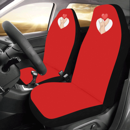 Hand With Finger Heart / Red Car Seat Covers (Set of 2)