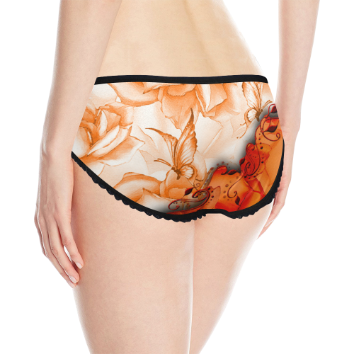 Sorf red flowers with butterflies Women's All Over Print Classic Briefs (Model L13)