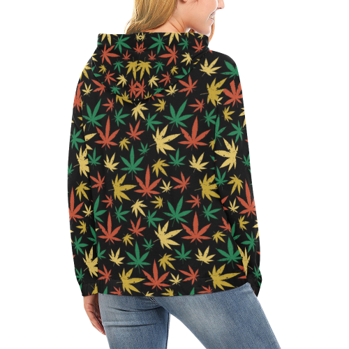 Cannabis Pattern All Over Print Hoodie for Women (USA Size) (Model H13)
