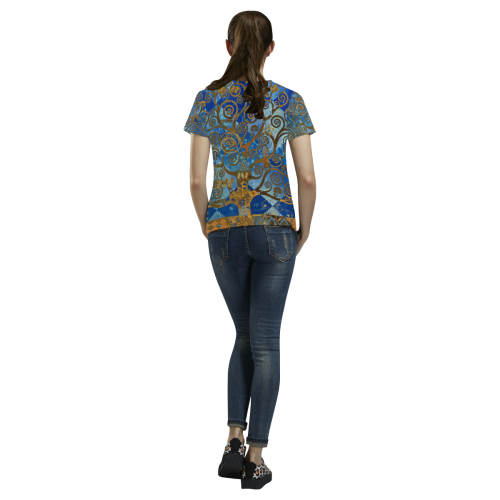 Klimt Tree All Over Print T-Shirt for Women (USA Size) (Model T40)