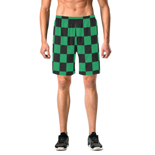B+G Checker Shorts Men's All Over Print Elastic Beach Shorts (Model L20)