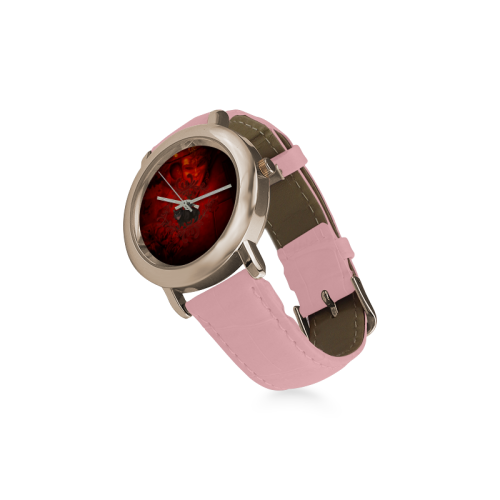 Funny angry cat Women's Rose Gold Leather Strap Watch(Model 201)