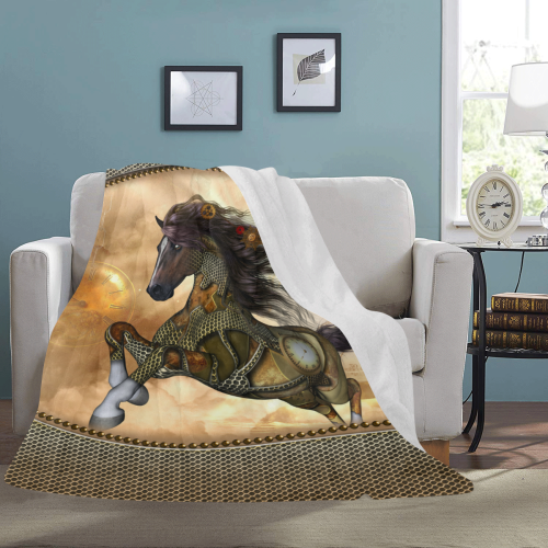 Aweseome steampunk horse, golden Ultra-Soft Micro Fleece Blanket 60"x80"