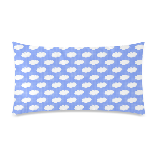 Clouds and Polka Dots on Blue Rectangle Pillow Case 20"x36"(Twin Sides)