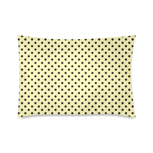 Polka Dots Black on Yellow Custom Zippered Pillow Case 20"x30"(Twin Sides)