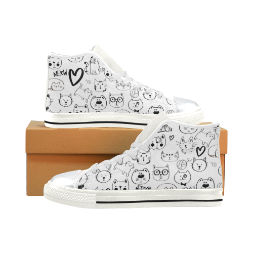 Meow Cats High Top Canvas Shoes for Kid (Model 017)