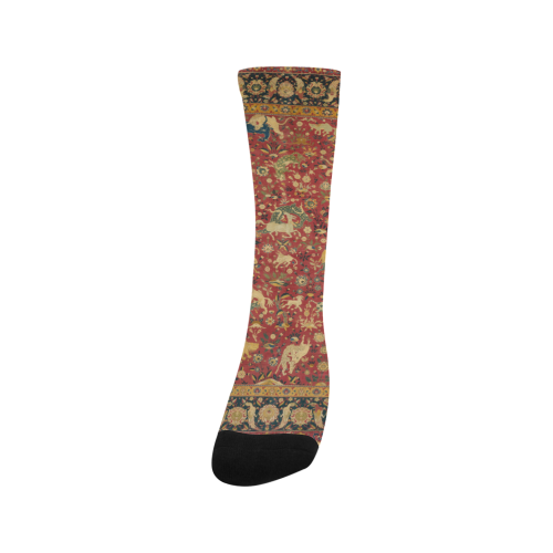 Vintage Persian Animal Rug Men's Custom Socks