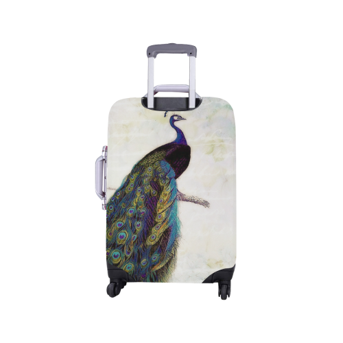 blue peacock and hydrangea Luggage Cover/Small 18"-21"