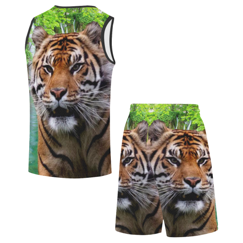 Tiger and Waterfall All Over Print Basketball Uniform