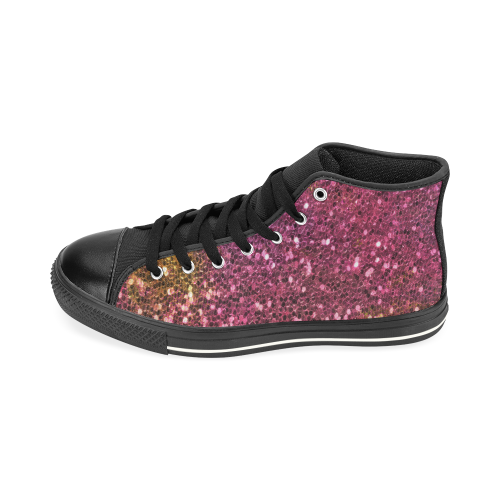 Design exotic shoes / WITH GLITTERs High Top Canvas Women's Shoes/Large Size (Model 017)