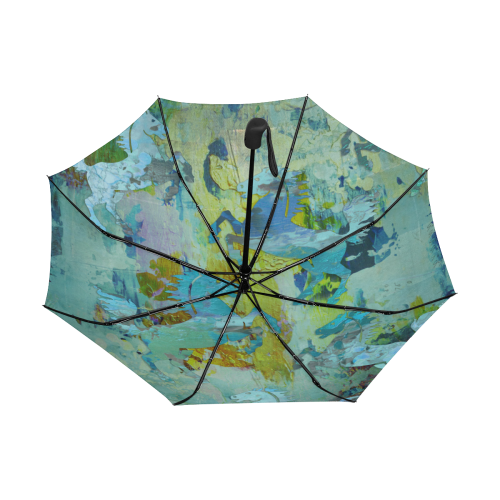 Rearing Horses grunge style painting Anti-UV Auto-Foldable Umbrella (Underside Printing) (U06)