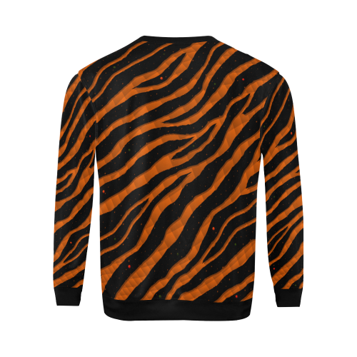 Ripped SpaceTime Stripes - Orange All Over Print Crewneck Sweatshirt for Men (Model H18)