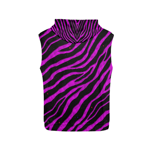 Ripped SpaceTime Stripes - Pink All Over Print Sleeveless Hoodie for Men (Model H15)