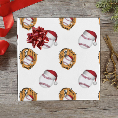 Christmas Baseball and Glove Sports Gift Wrapping Paper 58"x 23" (3 Rolls)