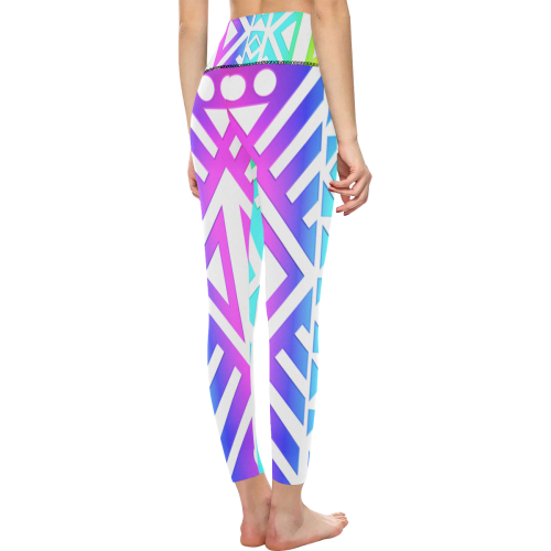 Rainbow Multicolored Ethnic Abstract Design 1 Women's All Over Print High-Waisted Leggings (Model L36)