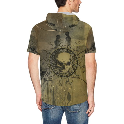 Amazing skull with skeletons All Over Print Short Sleeve Hoodie for Men (Model H32)