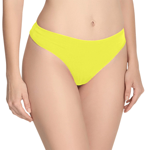 color maximum yellow Women's All Over Print Thongs (Model L30)