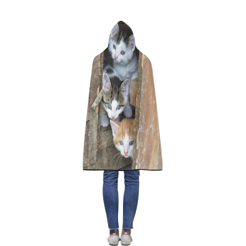 Barnyard Kittens Flannel Hooded Blanket 40''x50''