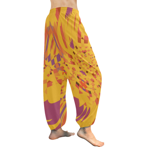Golden Yellow Abstract Women's All Over Print Harem Pants (Model L18)