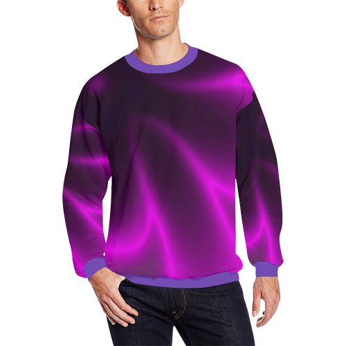 Purple Blossom All Over Print Crewneck Sweatshirt for Men/Large (Model H18)