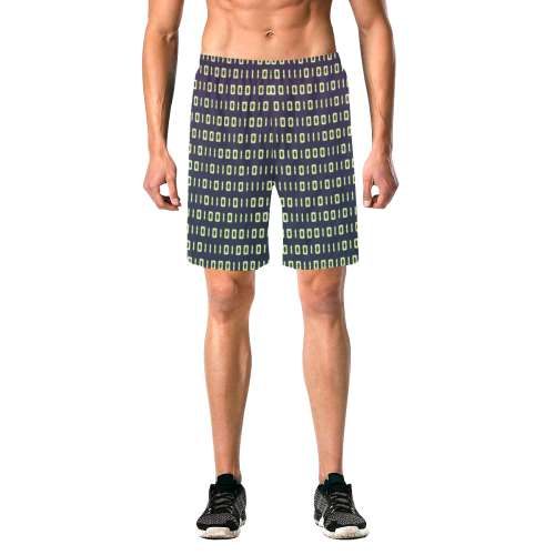 Binary Code Shorts Men's All Over Print Elastic Beach Shorts (Model L20)