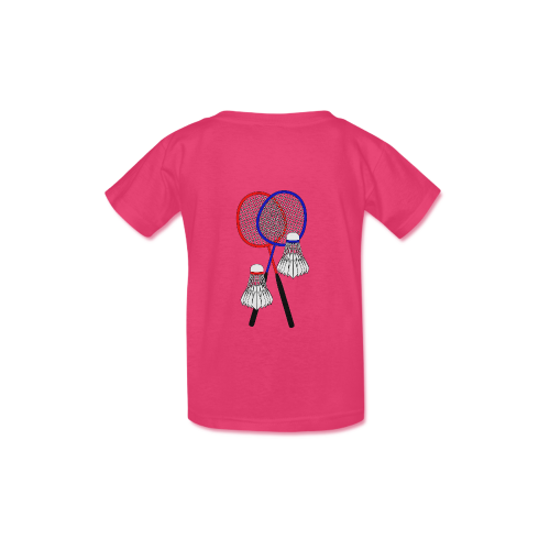 Badminton Rackets and Shuttlecocks Sports on Pink Kid's  Classic T-shirt (Model T22)