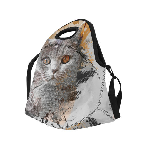cat kitty art #cat #kitty Neoprene Lunch Bag/Large (Model 1669)