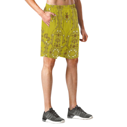 yellow nature Men's All Over Print Elastic Beach Shorts (Model L20)