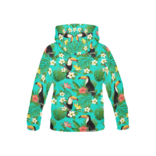 Tropical Summer Toucan Pattern All Over Print Hoodie for Kid (USA Size) (Model H13)