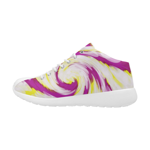 Pink Yellow Tie Dye Swirl Abstract Women's Basketball Training Shoes/Large Size (Model 47502)