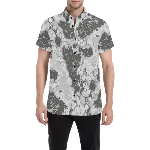 stonedragon reptile scales pattern camouflage in light gray Men's All Over Print Short Sleeve Shirt/Large Size (Model T53)