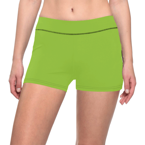 color yellow green Women's All Over Print Short Leggings (Model L28)