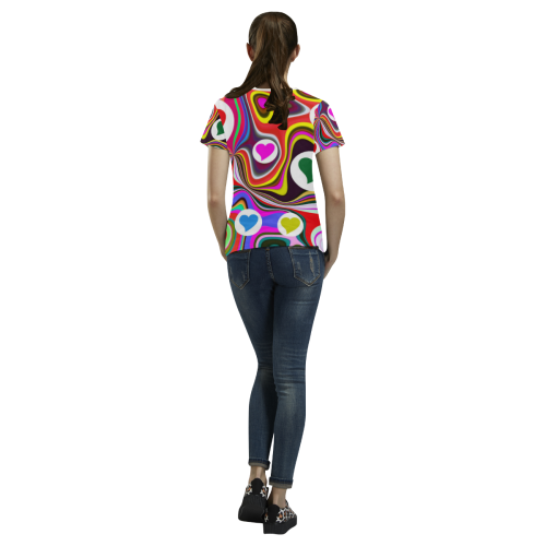 DESIGN B127 All Over Print T-shirt for Women/Large Size (USA Size) (Model T40)