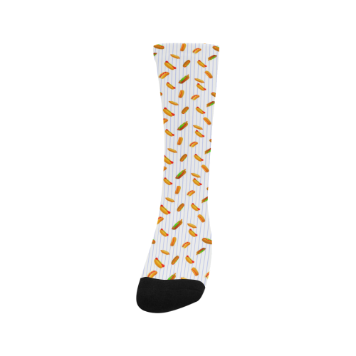 Hot Dog Pattern with Pinstripes Men's Custom Socks