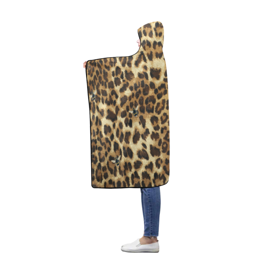 Buzz Leopard Flannel Hooded Blanket 56''x80''