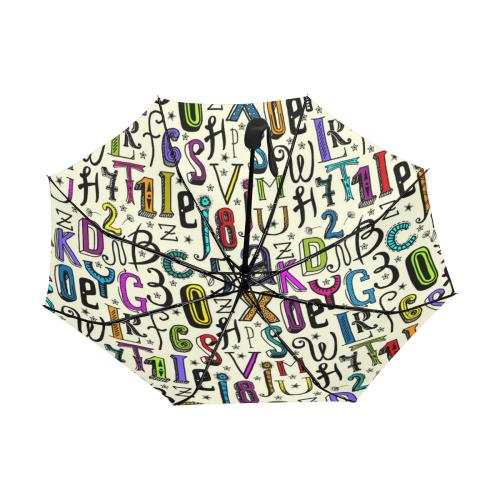 Letters Numbers Stars Typography Pattern Colored Anti-UV Auto-Foldable Umbrella (Underside Printing) (U06)