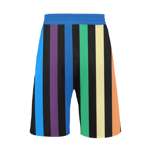 Rainbow Stripes with Black Men's All Over Print Casual Shorts (Model L23)