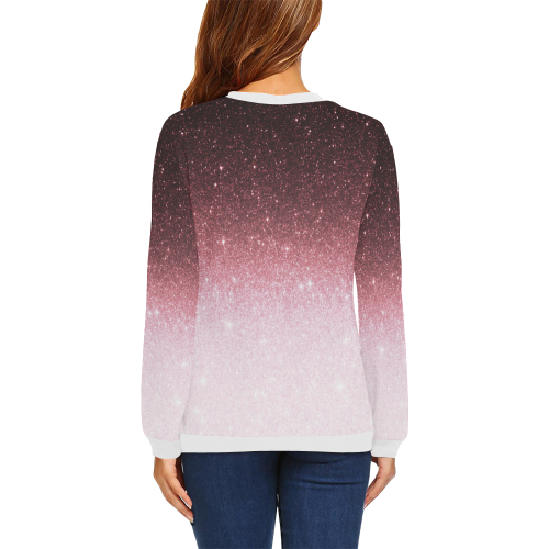 rose gold Glitter gradient All Over Print Crewneck Sweatshirt for Women (Model H18)