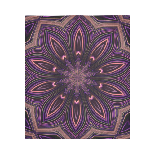 Pastel Satin Ribbons Fractal Mandala 5 Cotton Linen Wall Tapestry 51"x 60"