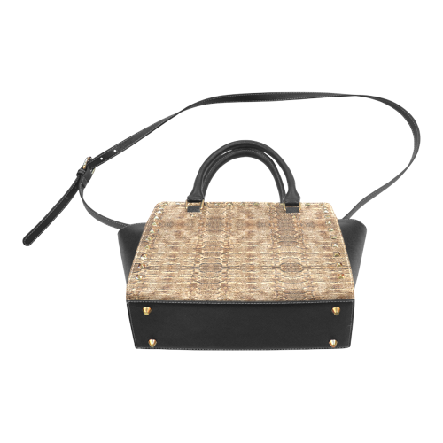 Glamour Golden Python Rivet Shoulder Handbag (Model 1645)