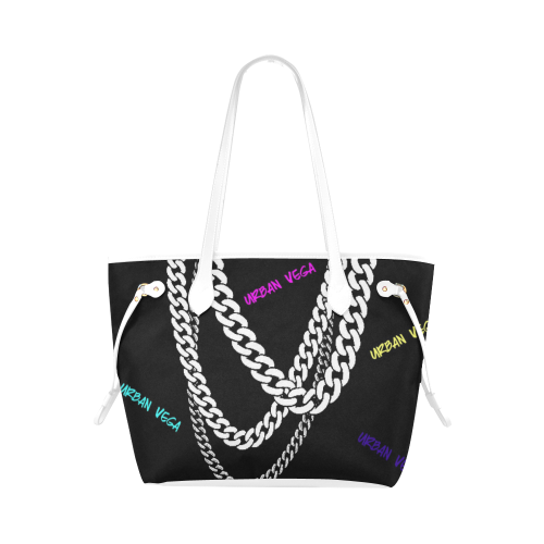 Black and white with chains Clover Canvas Tote Bag (Model 1661)