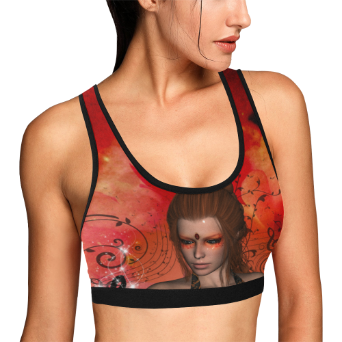 Fairy with clef Women's All Over Print Sports Bra (Model T52)