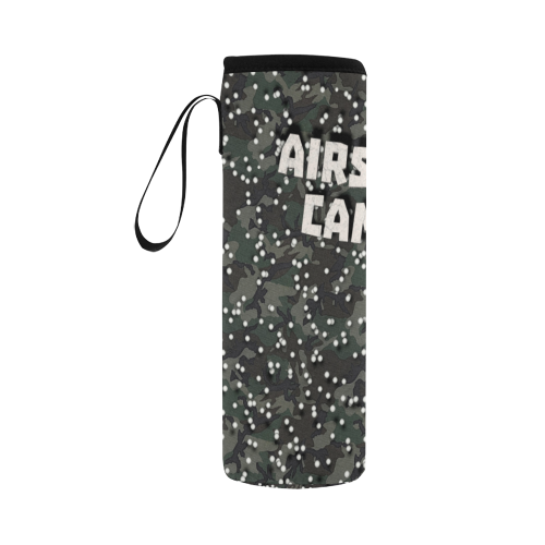 funny airsoft and paintball gamer woodland camouflage design parody Neoprene Water Bottle Pouch/Large